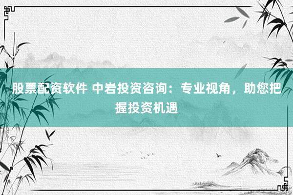 股票配资软件 中岩投资咨询：专业视角，助您把握投资机遇