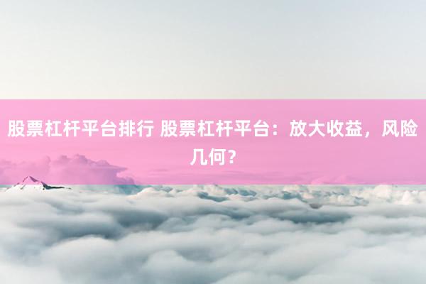 股票杠杆平台排行 股票杠杆平台：放大收益，风险几何？