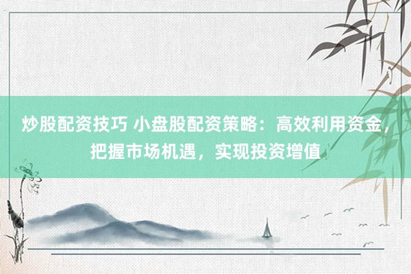 炒股配资技巧 小盘股配资策略：高效利用资金，把握市场机遇，实现投资增值