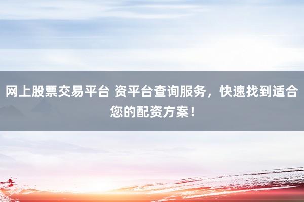 网上股票交易平台 资平台查询服务，快速找到适合您的配资方案！