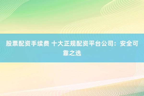 股票配资手续费 十大正规配资平台公司：安全可靠之选