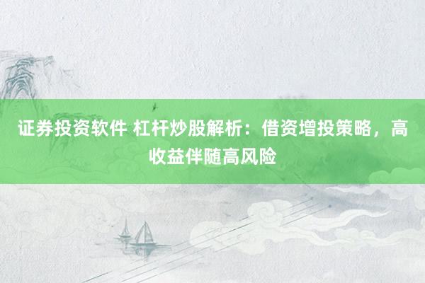 证券投资软件 杠杆炒股解析：借资增投策略，高收益伴随高风险
