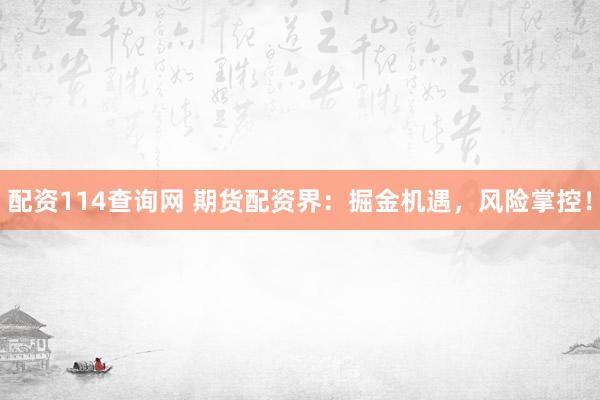 配资114查询网 期货配资界：掘金机遇，风险掌控！
