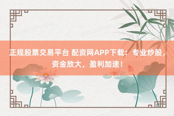 正规股票交易平台 配资网APP下载：专业炒股，资金放大，盈利加速！