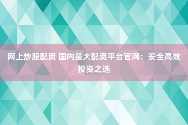网上炒股配资 国内最大配资平台官网：安全高效投资之选