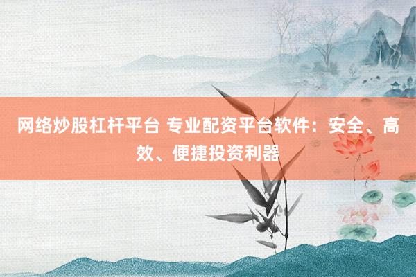 网络炒股杠杆平台 专业配资平台软件：安全、高效、便捷投资利器