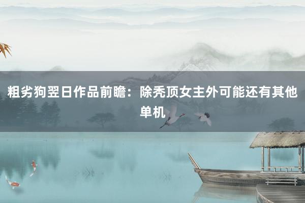 粗劣狗翌日作品前瞻：除秃顶女主外可能还有其他单机