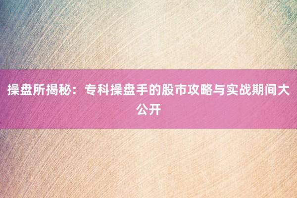 操盘所揭秘：专科操盘手的股市攻略与实战期间大公开