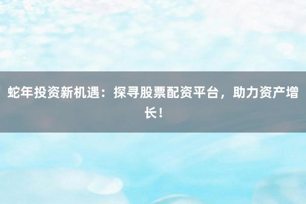 蛇年投资新机遇：探寻股票配资平台，助力资产增长！