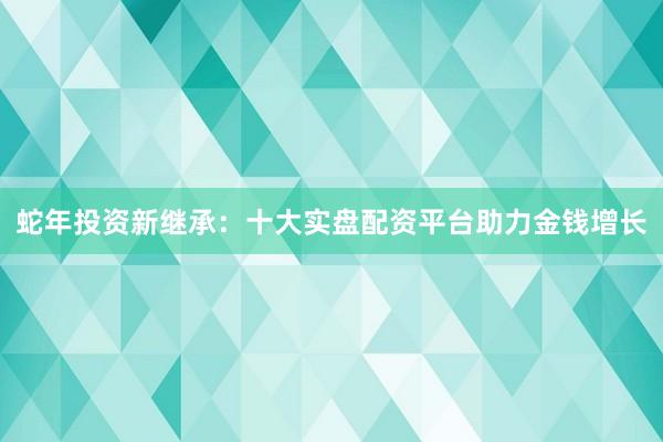 蛇年投资新继承：十大实盘配资平台助力金钱增长
