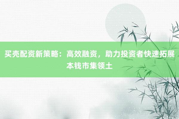 买壳配资新策略：高效融资，助力投资者快速拓展本钱市集领土