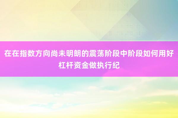 在在指数方向尚未明朗的震荡阶段中阶段如何用好杠杆资金做执行纪