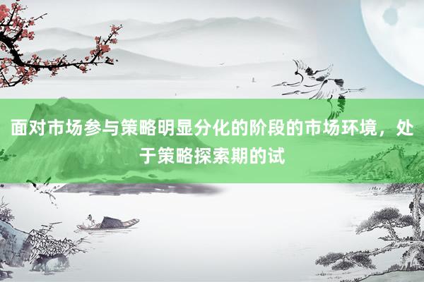 面对市场参与策略明显分化的阶段的市场环境，处于策略探索期的试