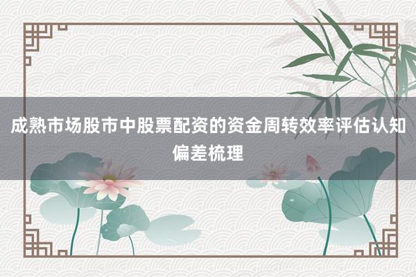 成熟市场股市中股票配资的资金周转效率评估认知偏差梳理