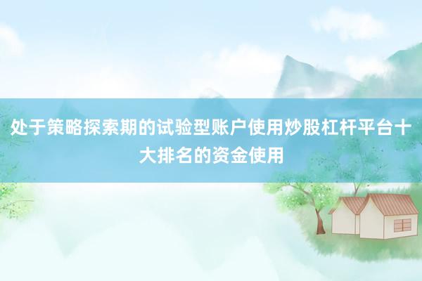 处于策略探索期的试验型账户使用炒股杠杆平台十大排名的资金使用