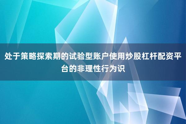 处于策略探索期的试验型账户使用炒股杠杆配资平台的非理性行为识