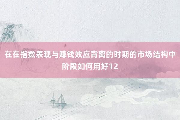 在在指数表现与赚钱效应背离的时期的市场结构中阶段如何用好12