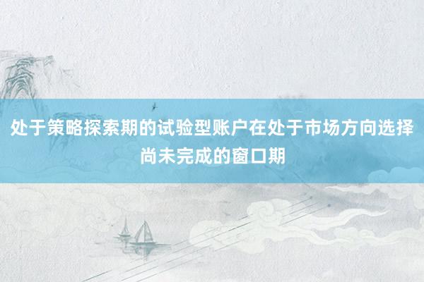 处于策略探索期的试验型账户在处于市场方向选择尚未完成的窗口期