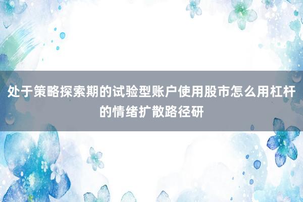 处于策略探索期的试验型账户使用股市怎么用杠杆的情绪扩散路径研