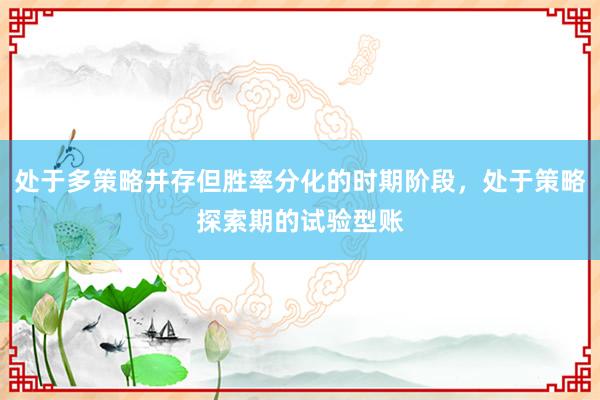 处于多策略并存但胜率分化的时期阶段，处于策略探索期的试验型账