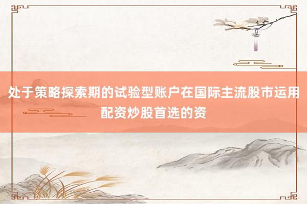 处于策略探索期的试验型账户在国际主流股市运用配资炒股首选的资