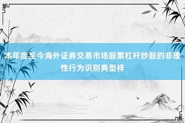 本年度至今海外证券交易市场股票杠杆炒股的非理性行为识别典型样
