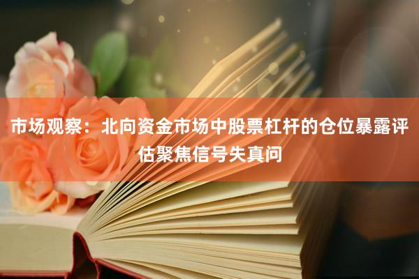 市场观察：北向资金市场中股票杠杆的仓位暴露评估聚焦信号失真问
