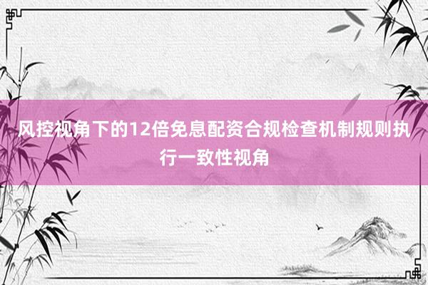 风控视角下的12倍免息配资合规检查机制规则执行一致性视角