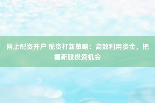 网上配资开户 配资打新策略：高效利用资金，把握新股投资机会