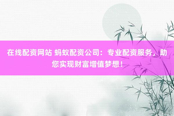 在线配资网站 蚂蚁配资公司：专业配资服务，助您实现财富增值梦想！
