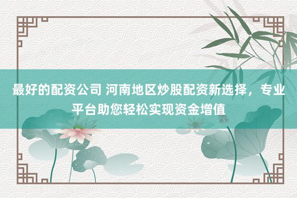 最好的配资公司 河南地区炒股配资新选择，专业平台助您轻松实现资金增值