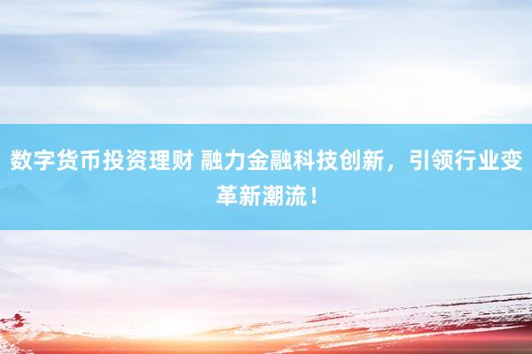 数字货币投资理财 融力金融科技创新，引领行业变革新潮流！
