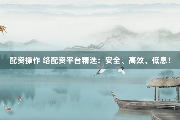 配资操作 络配资平台精选：安全、高效、低息！