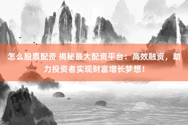 怎么股票配资 揭秘最大配资平台：高效融资，助力投资者实现财富增长梦想！
