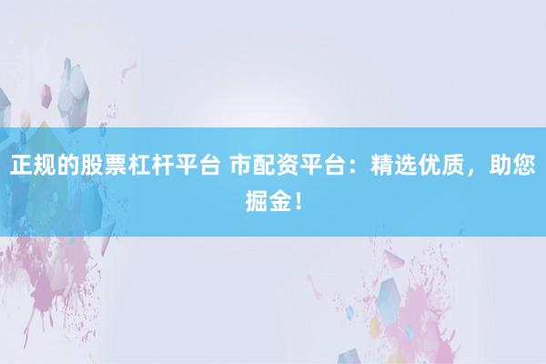 正规的股票杠杆平台 市配资平台：精选优质，助您掘金！